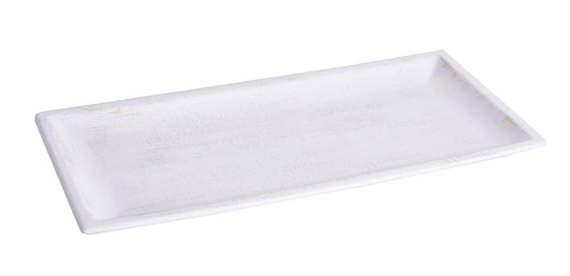 imagine produs Platou din lemn dreptunghiular alb 28x13x2cm