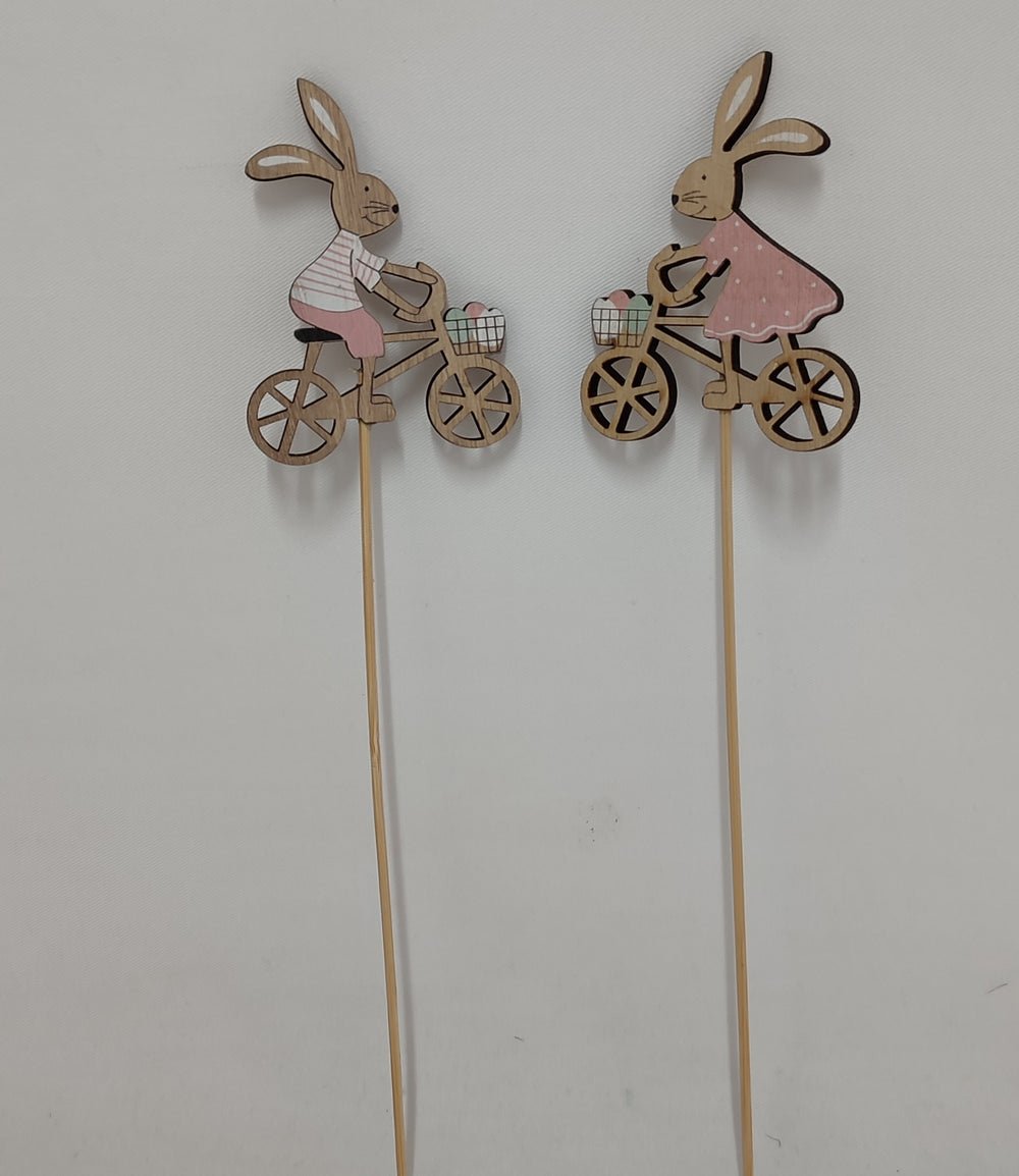 imagine produs Pick iepuras din lemn cu bicicleta S/2