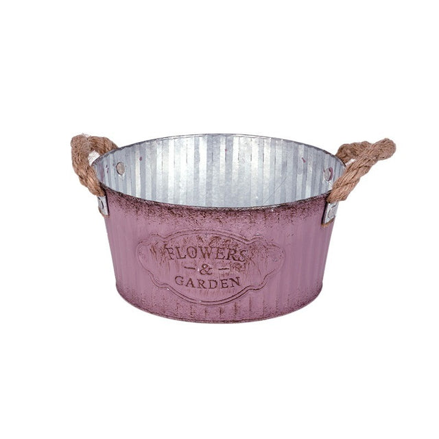 Bol din metal cu manere Andretta 18x9cm nalba