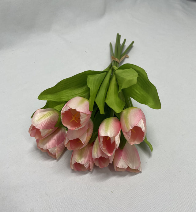 Buchet lalele x9 H:34cm roz inchis