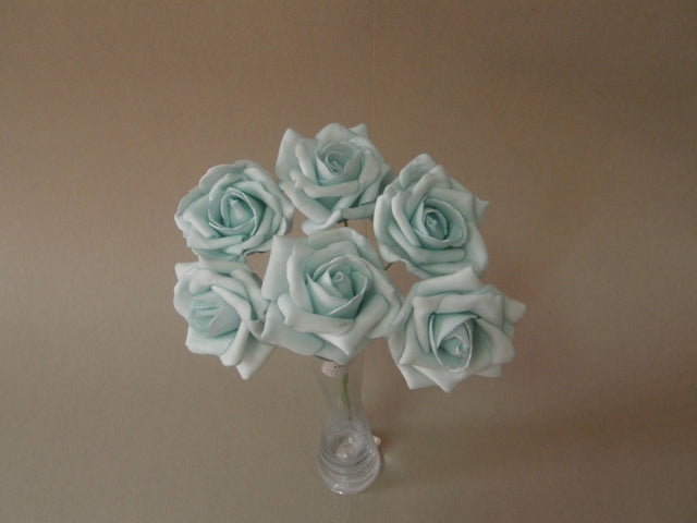 Buchet trandafiri polifoam x6 albastru deschis