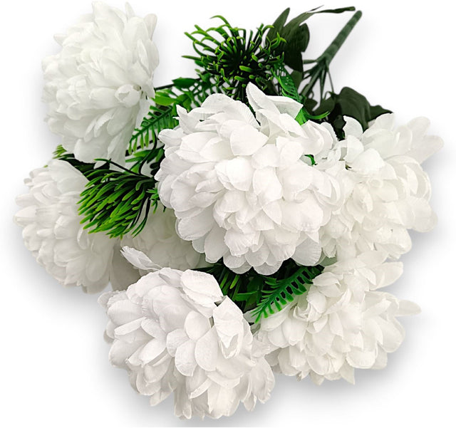 Buchet crizantem x7 H:48cm alb
