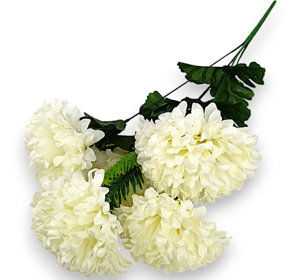 Buchet crizanteme x5 h:45cm crem