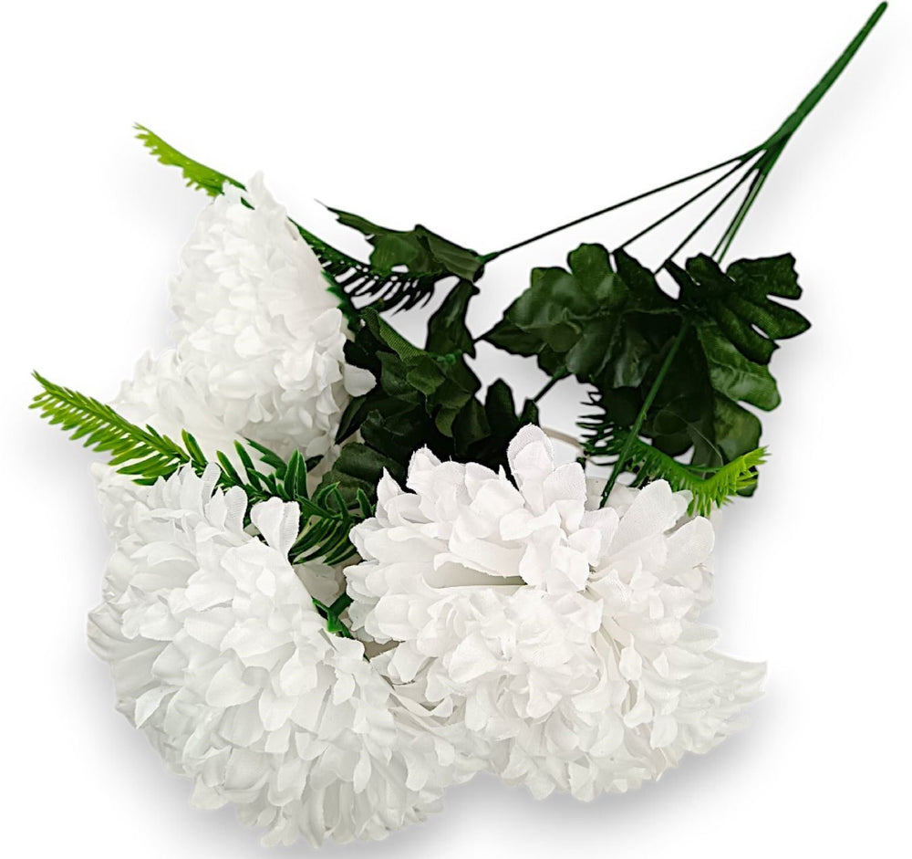 Buchet crizanteme x5:H45cm alb