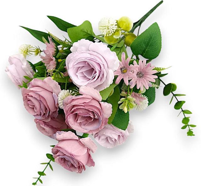 Buchet trandafiri cu eucalypt h:41cm nalba