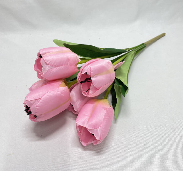 Buchet lalele x7 H:43cm roz