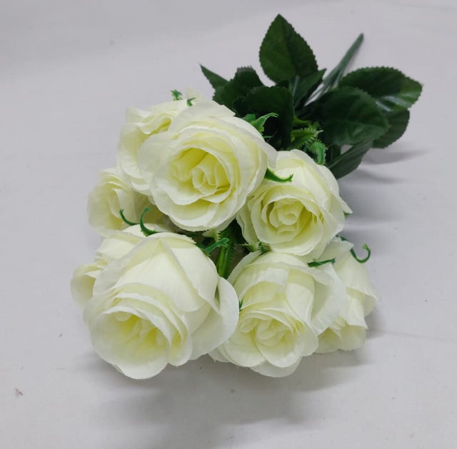 Buchet trandafir x9 H:48cm crem
