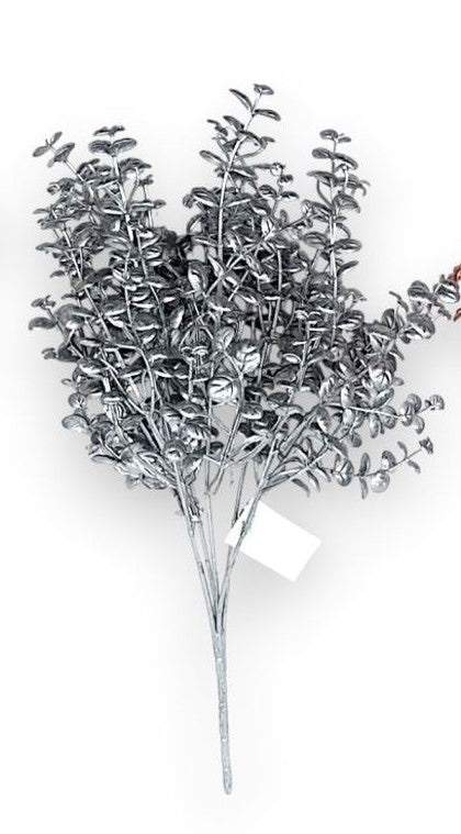 Buchet metal cu frunze micix5 argintiu