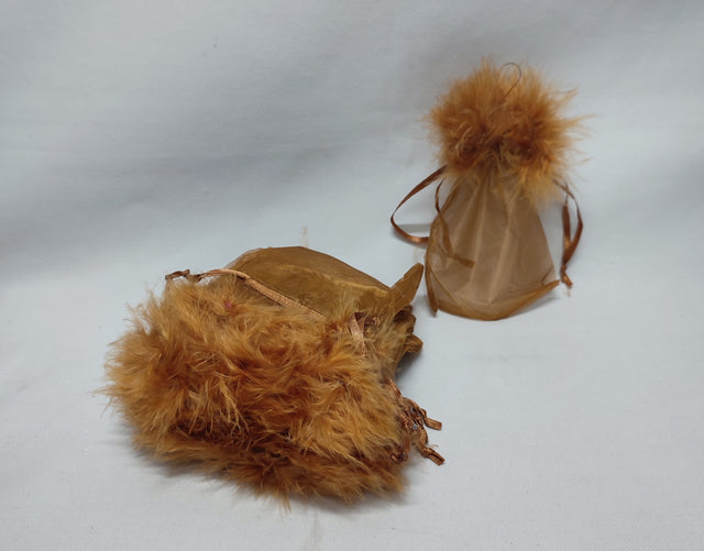 imagine produs Sacosa organza cu pene 10x13cm S/12 auriu