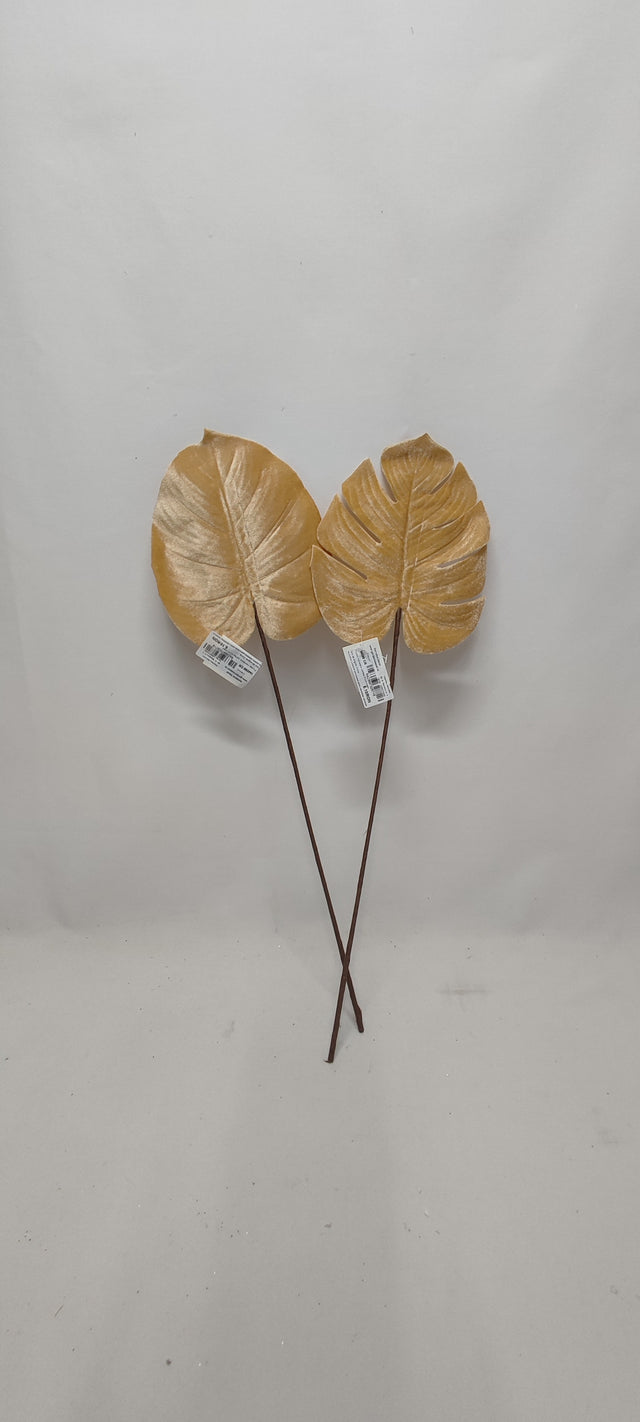 imagine produs Frunze monstera catifea 51cm crem
