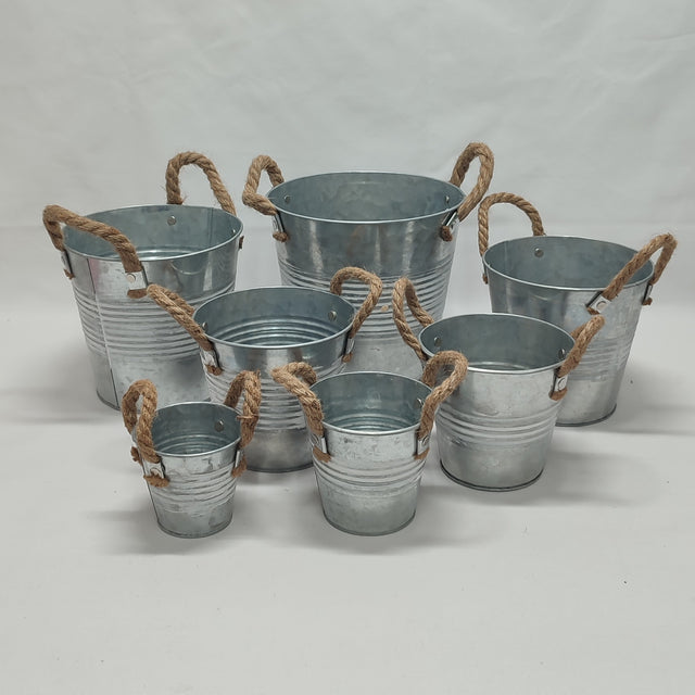 imagine produs Set galeata metal cu manere S/7 gri antic