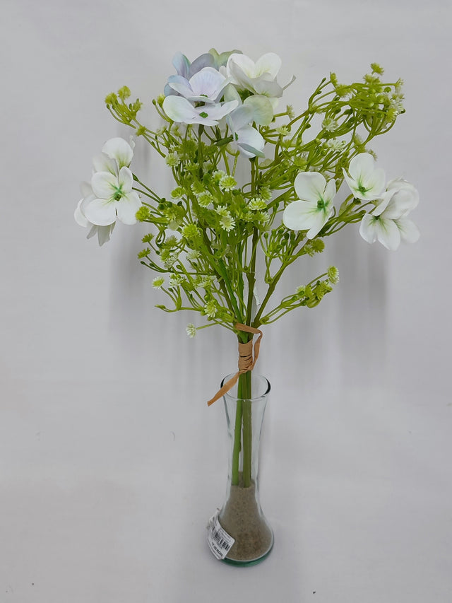 imagine produs Buchet hortensii+gypsophila x5 alb