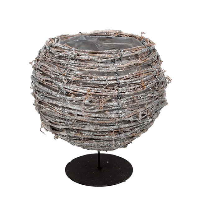Bol rattan rotund pe talpa 18x18/25cm gri