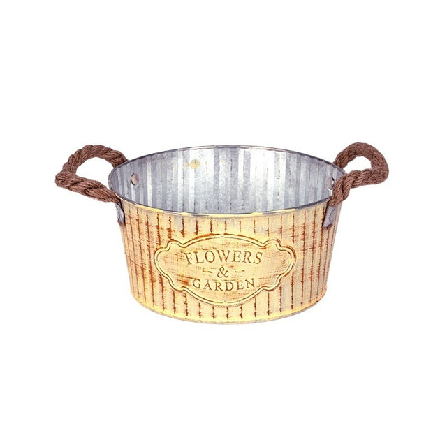 Bol din metal cu manere Andretta 18x9cm crem