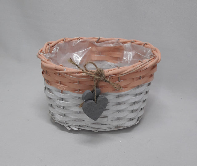 imagine produs Cos din nuiele 19x14x12cm alb/portocaliu