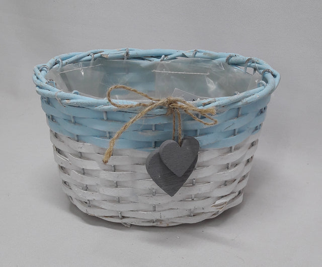 imagine produs Cos din nuiele 19x14x12cm alb/albastru