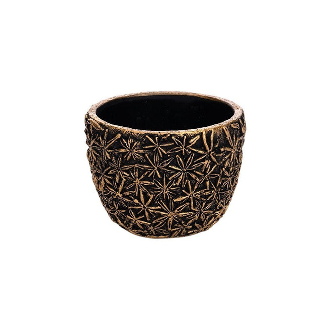 Bol din piatra Areus 7,5x6,5cm negru-auriu