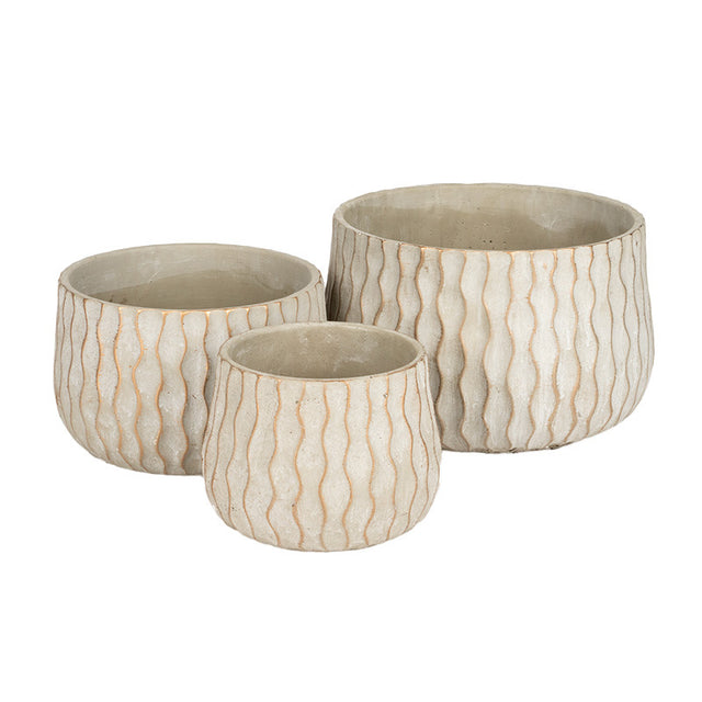 Set bol din ciment Ripple S/3 16x12,5-27x17cm gri-auriu