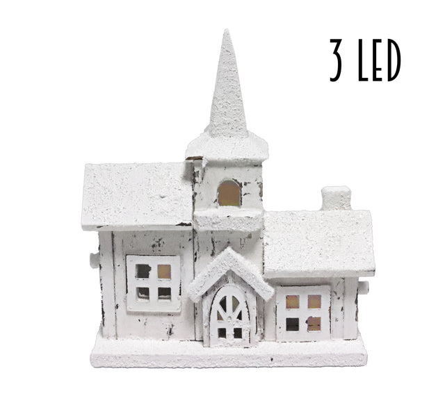 imagine produs Fig. biserica din lemn cu led