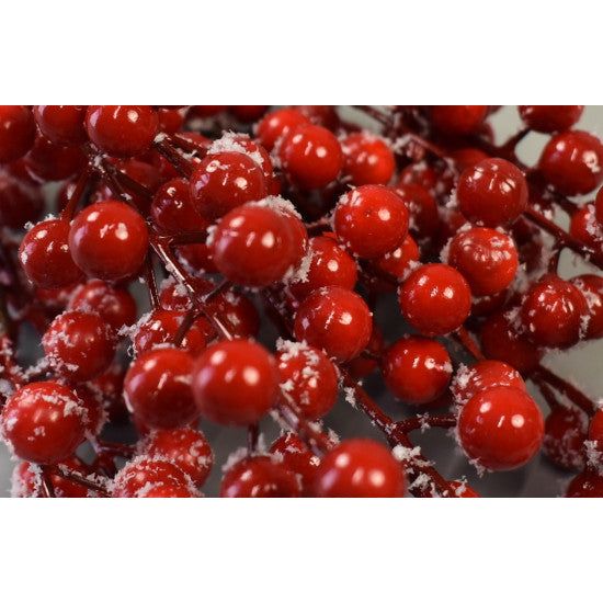 Creanga cu bilute rosu inzapezit 44cm 5buc/pachet