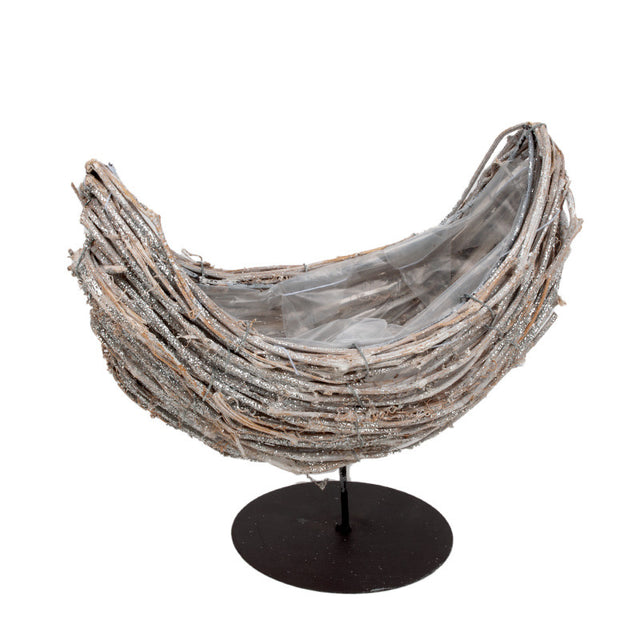 imagine produs Barcuta rattan pe talpa 28x14,5x16/25cm gri