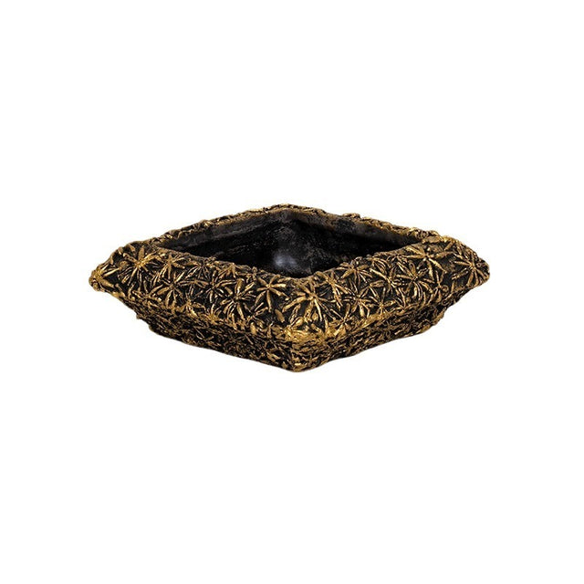 imagine produs Bol Dreptunghiular Din Piatra Areus 21x21x7cm Negru-Auriu