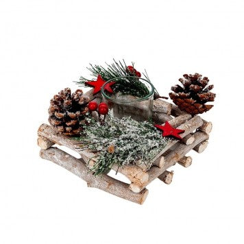 imagine produs Suport lumanare din crengi 14x14x10cm