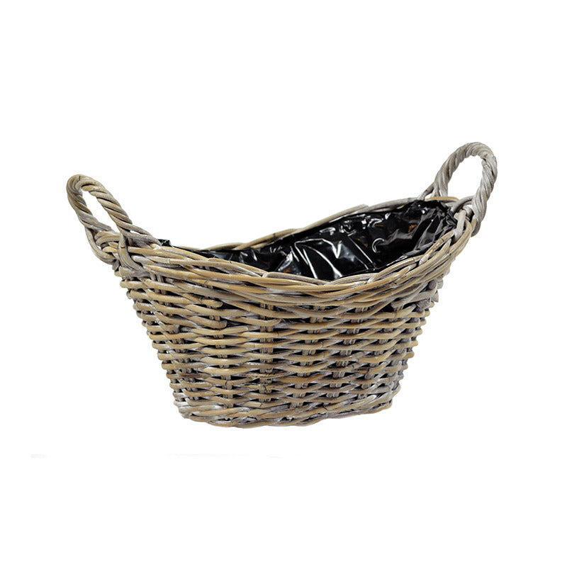 imagine produs Cos rattan cu manere oval 31x23x12/15/22cm