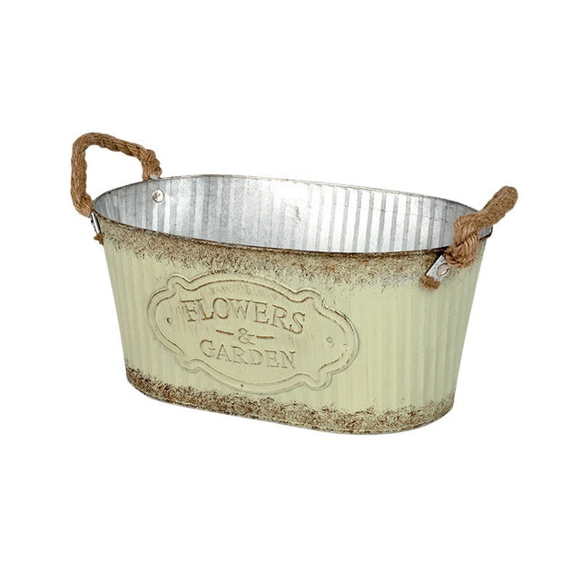 imagine produs Bol oval din metal cu manere Andretta 24x14.5x11cm verde