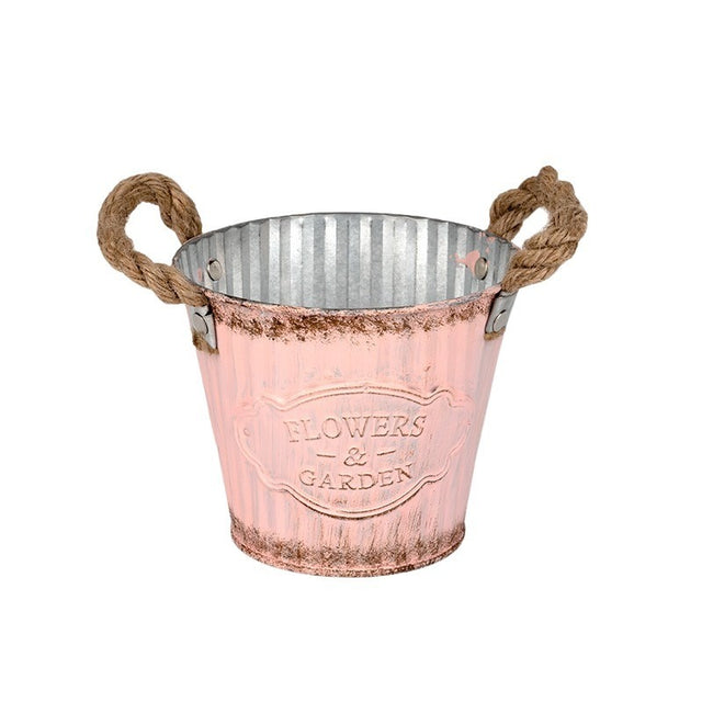 Vas din metal cu manere Andretta 15x13.5cm roz