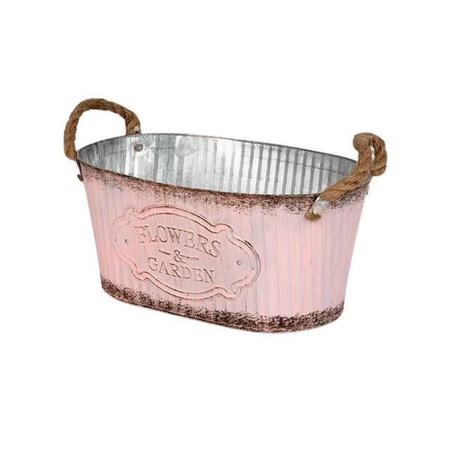 imagine produs Bol oval din metal cu manere Andretta 24x14.5x11cm roz