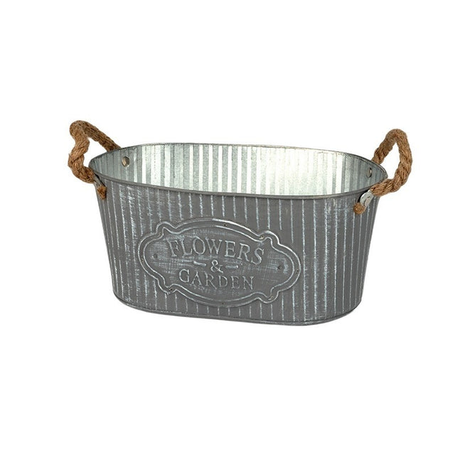 Bol oval cu manere din metal Andretta 18,5x11,5x9cm gri antic