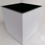 Ghiveci plastic juka cu dungi 40x40 alb