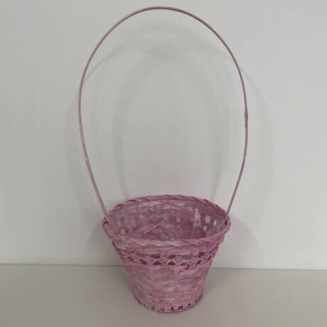 Cos bambus rotund antic roz