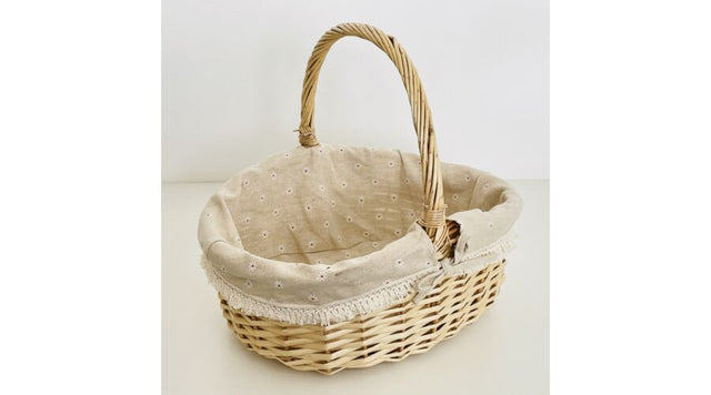 imagine produs Cos impletit din nuiele cu toarta 40x33cm natur