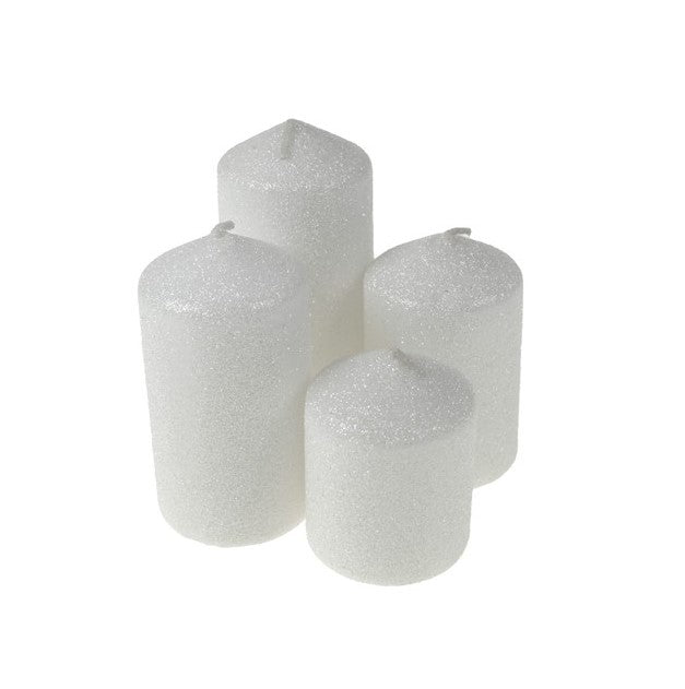 imagine produs Lumanari advent S/4 alb cu glitter