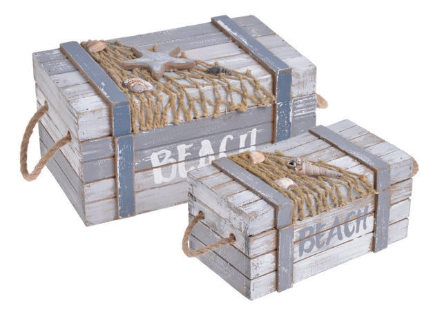 imagine produs Set lazi din lemn cu scoici s/2 83120