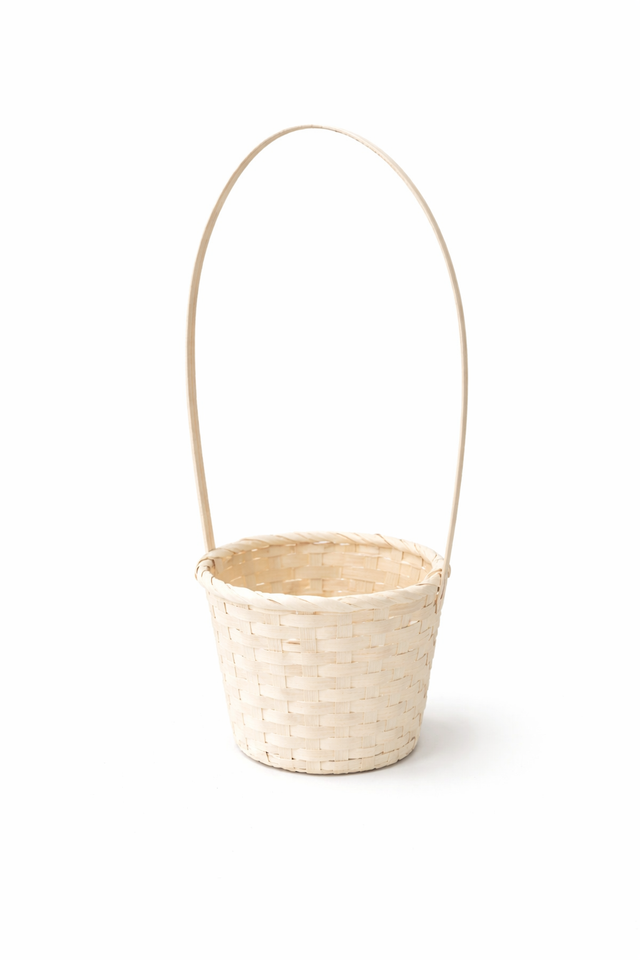 Cos bambus cu toarta 15x13/44cm alb