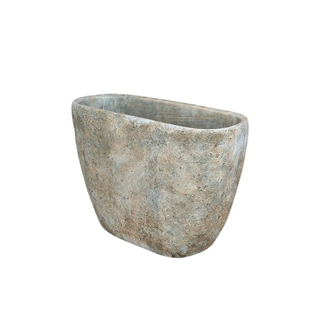 imagine produs Bol oval din piatra Orion 40x16x28cm verde muschi