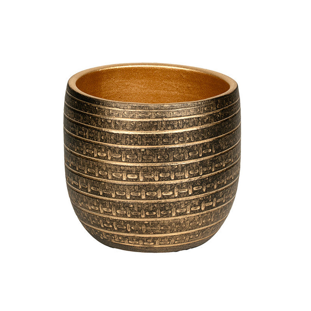 Bol ceramic Solano 18x16cm negru/auriu