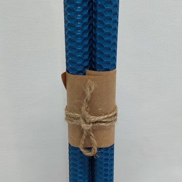 Lumanare conice din ceara naturala 27x1.9cm albastru inchis