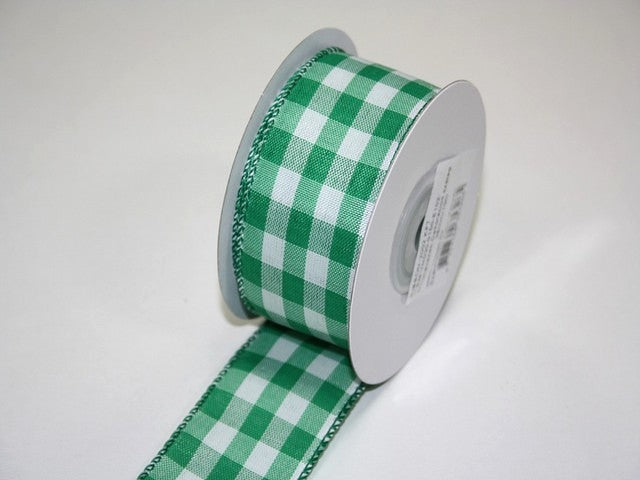 Banda decor textil cu patratele 38mmx10m verde