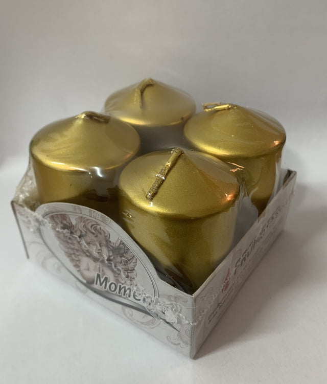 Lumanari advent 4x6cm metal auriu 4buc/pachet