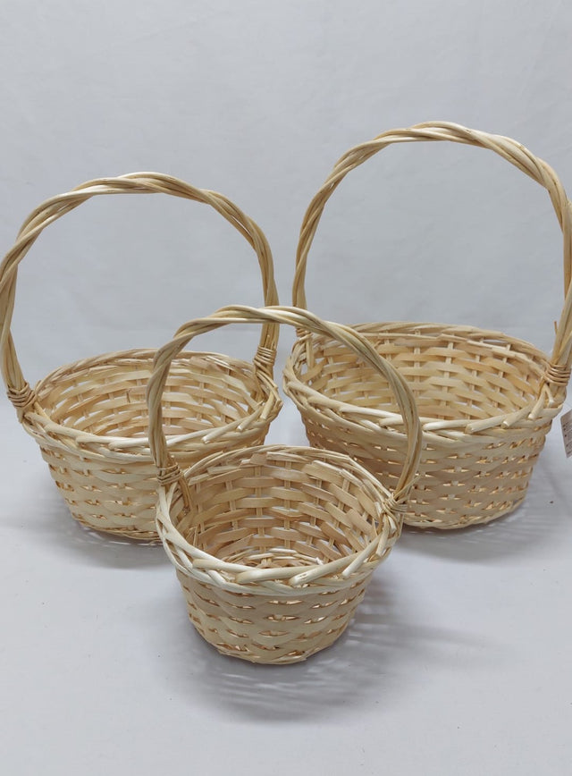Set cos rotund din nuiele cu toarta D:18/24/28cm S/3 natur