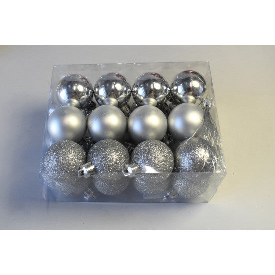 Glob plastic 4cm,24buc/pachet argintiu