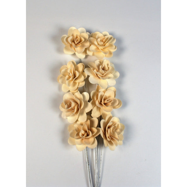 Trandafiri din lemn 6cm inalbit