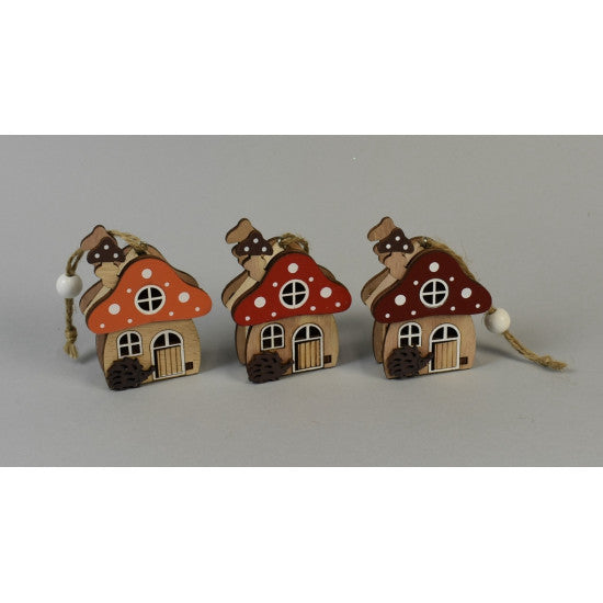 Casuta forma ciuperca 7x5,5cm S/3 red/or/br