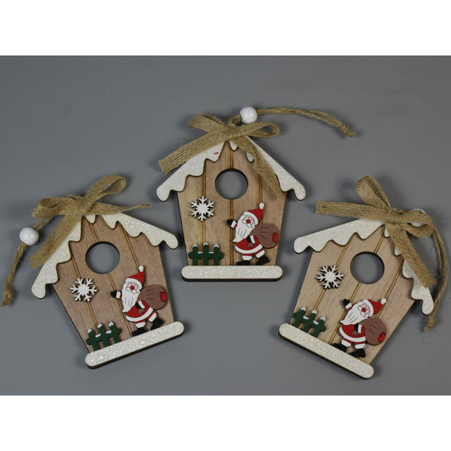 Casuta din lemn de agatat10×9cm S/3