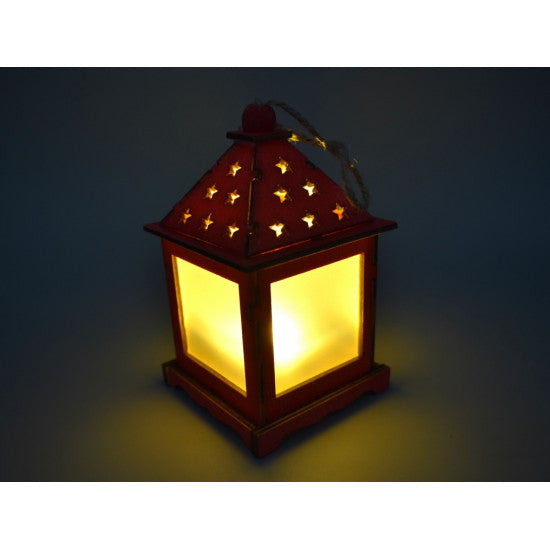 Casuta cu led din lemn 12x7cm rosu