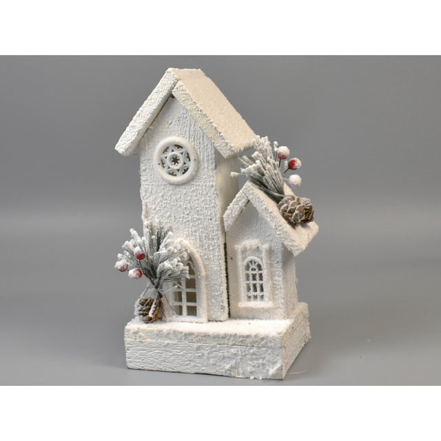 Casuta din lemn cu led 14x10x26cm alb